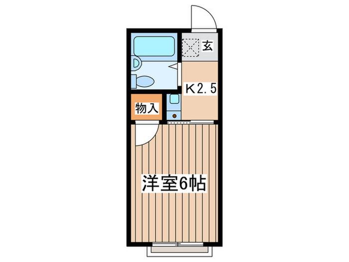 ピースハウスI(1K/2階)の間取り写真