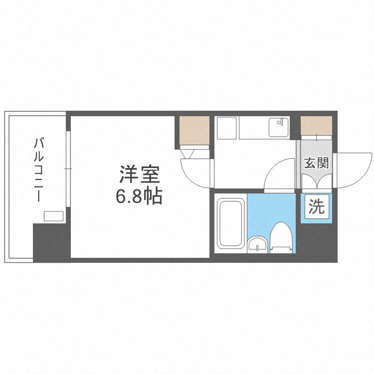 CLASS HILLS難波南(1K/6階)の間取り写真