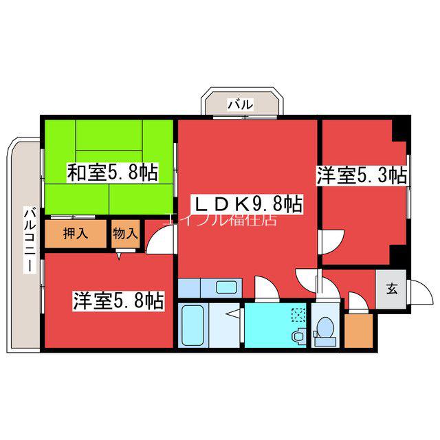 GRAMERCY SAPPORO(3LDK/8階)の間取り写真