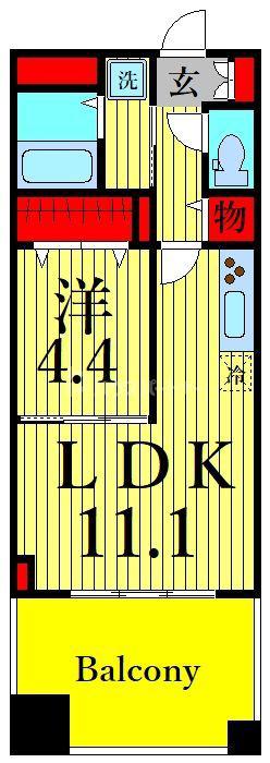 グリシーヌ(1LDK/2階)の間取り写真
