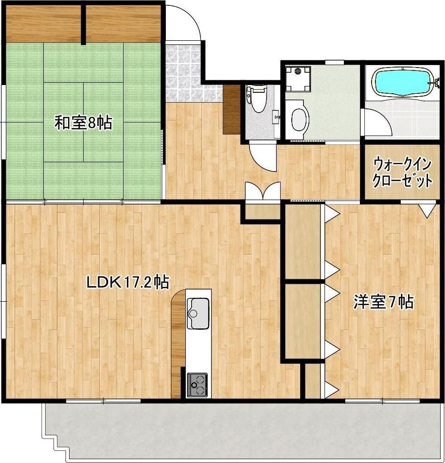 リベルテ御領(2LDK/8階)の間取り写真