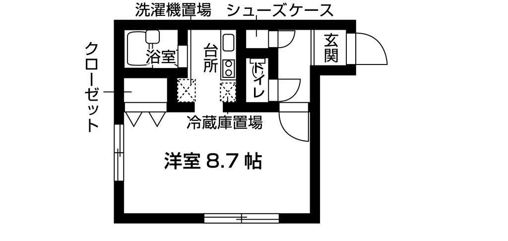 メトロステージS赤塚(1K/2階)の間取り写真