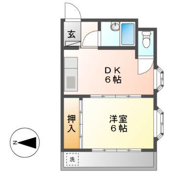 フリーデンハイム平和(1DK/3階)の間取り写真