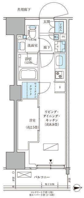 パークアクシス品川天王洲アイル(1LDK/3階)の間取り写真