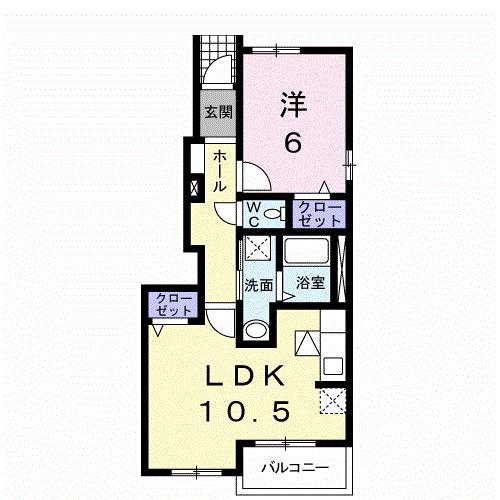 プリメイロB(1LDK/1階)の間取り写真