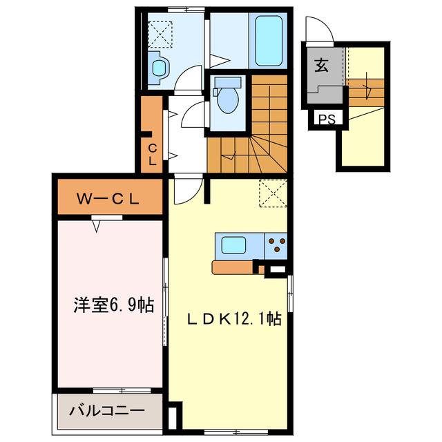 ラ サクラーレI(1LDK/2階)の間取り写真
