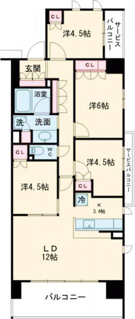 ソライエ葛飾小菅(4LDK/3階)の間取り写真