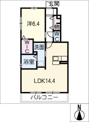 ブライト リーフ(1LDK/1階)の間取り写真