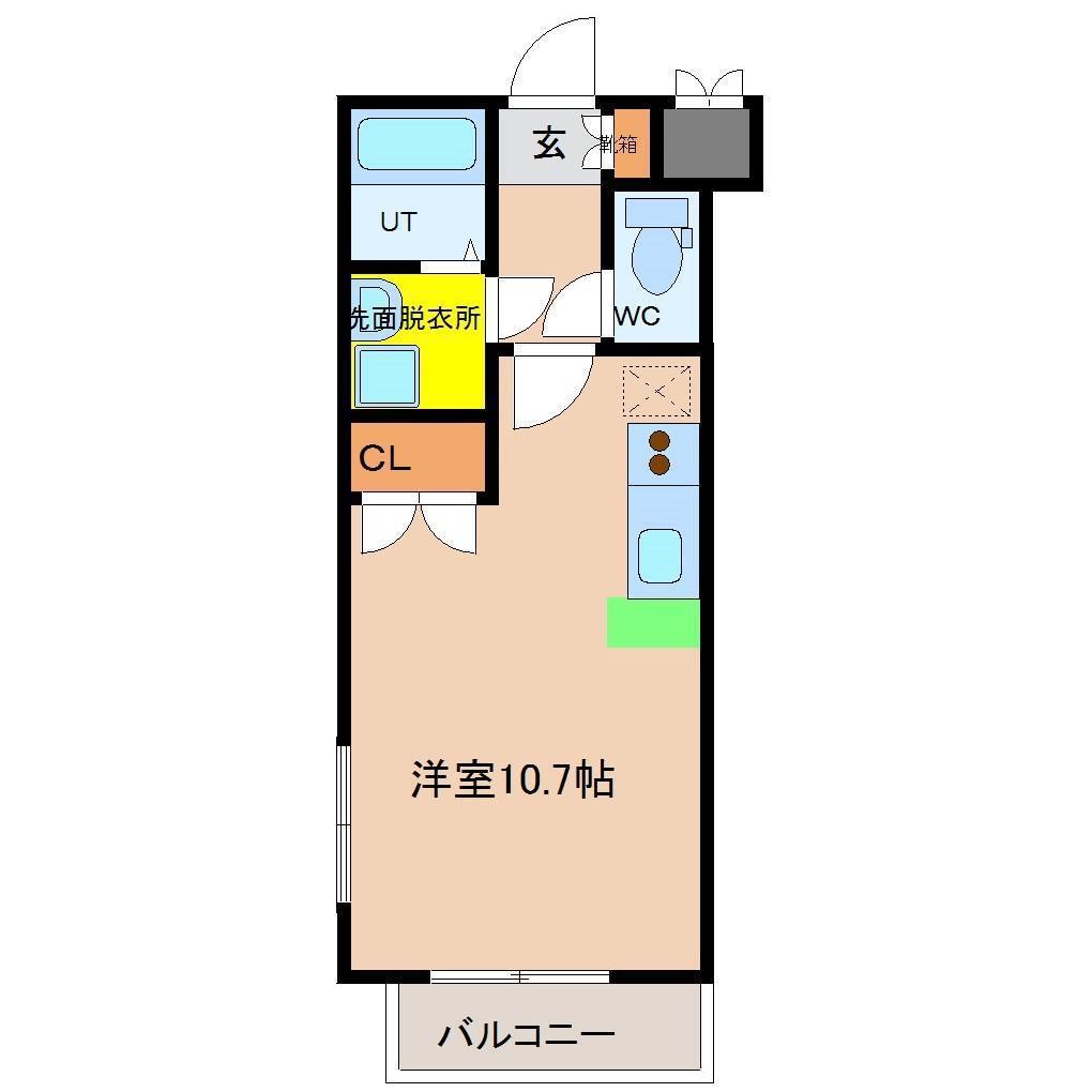 ルート宮崎(ワンルーム/3階)の間取り写真
