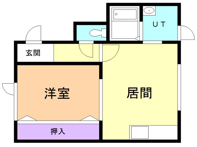 ハイツ夕陽ヶ丘(1LDK/2階)の間取り写真