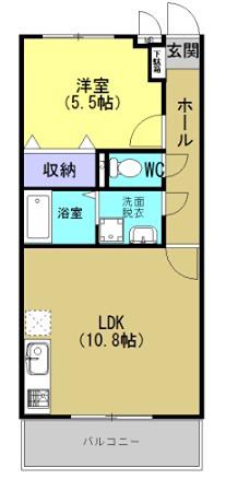 ユーミー今市(1LDK/3階)の間取り写真