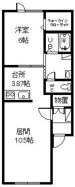 HANA GRACE ウエスト(1LDK/1階)の間取り写真