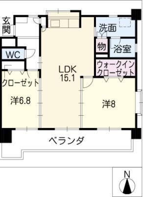 インペリアール(2LDK/4階)の間取り写真