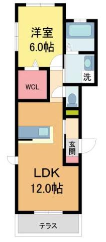 ベルデュール甲子園口(1LDK/1階)の間取り写真