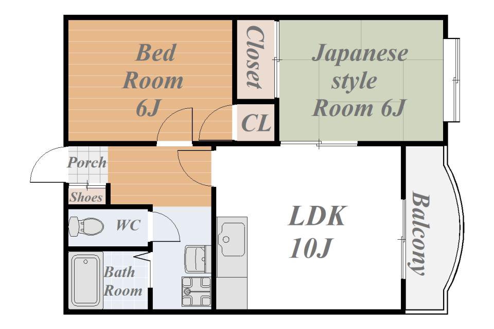 エストランドビル(2LDK/2階)の間取り写真