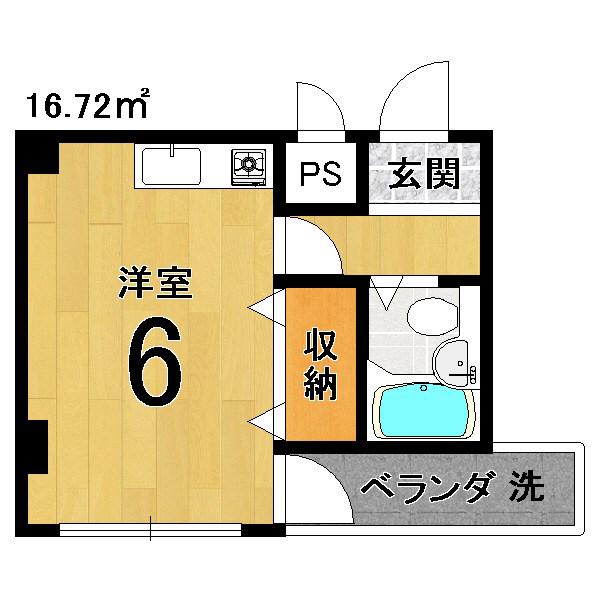 ネオボナール華(1K/3階)の間取り写真