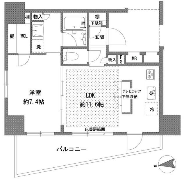 プライマル八王子横山町(1LDK/14階)の間取り写真