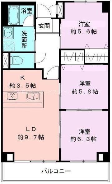 パークヒルズ女池上山(3LDK/1階)の間取り写真