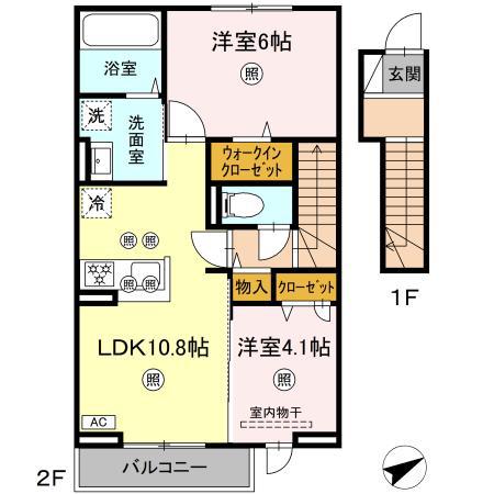 ソレアード B(2LDK/2階)の間取り写真