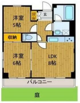 ヴィンテージ桜木町(2LDK/1階)の間取り写真