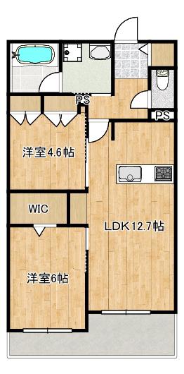 中野島ヘーベルメゾン(2LDK/1階)の間取り写真