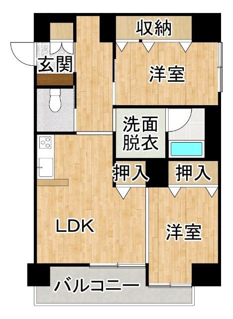 型有料老人ホームすずらん(2DK/3階)の間取り写真