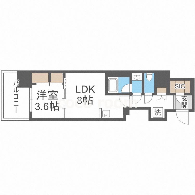 BPRレジデンス大阪本町Q(1LDK/6階)の間取り写真