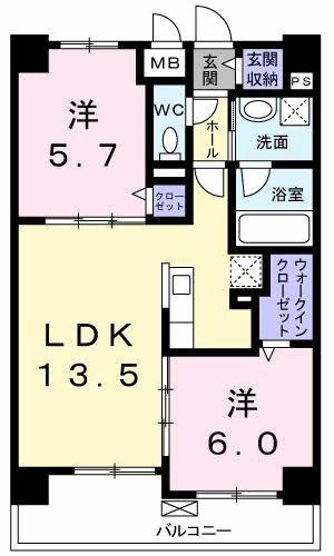 ディアコート(2LDK/3階)の間取り写真