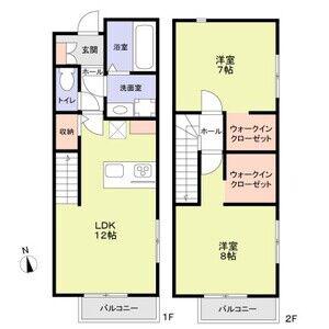 ステラ松降II(2LDK/1階)の間取り写真