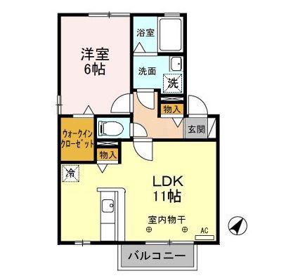 パストラル II A(1LDK/2階)の間取り写真