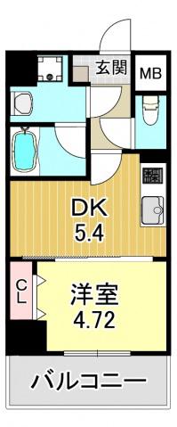 EST喜連瓜破(1DK/4階)の間取り写真