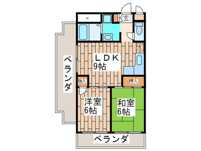 千代崎グリーンハイツ(2LDK/3階)の間取り写真
