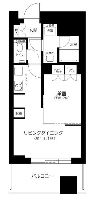 WORLD TOWER RESIDENCE(1LDK/25階)の間取り写真