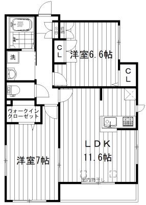 VINOYA(2LDK/4階)の間取り写真