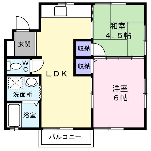 新緑のショコラティエ(2LDK/2階)の間取り写真