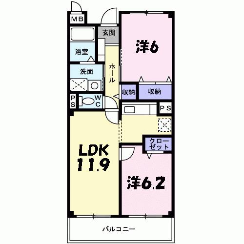 リバティービル(2LDK/3階)の間取り写真