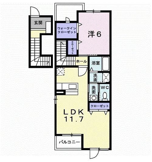カーサ・トランキーロ(1LDK/2階)の間取り写真