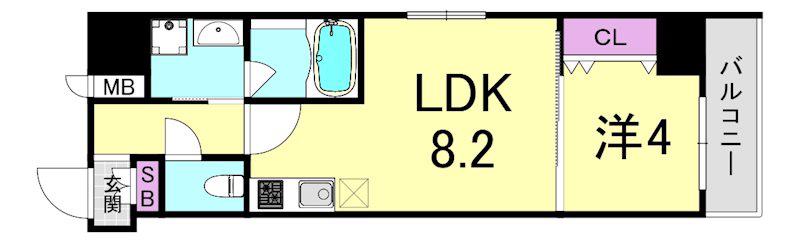 南堀江プライマリーワン(1LDK/11階)の間取り写真