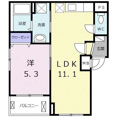サンライフ文京(1LDK/4階)の間取り写真