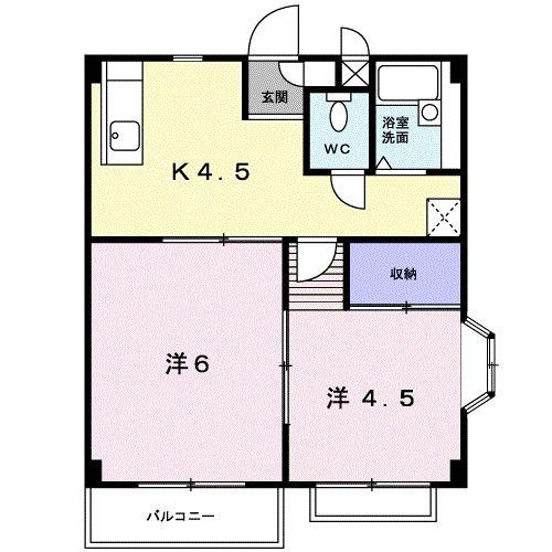 エリール城(2K/2階)の間取り写真