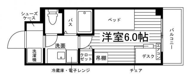 学生会館 CLASSY BASE つつじヶ丘(ワンルーム/2階)の間取り写真