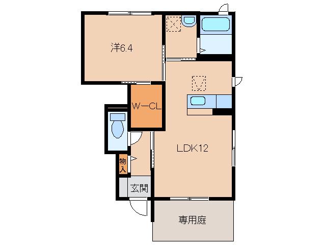 シャーメゾン岸宮(1LDK/1階)の間取り写真