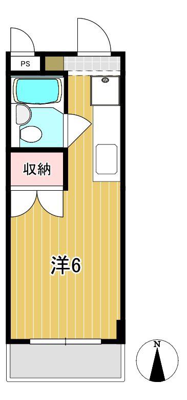 エジリスカイコート(ワンルーム/2階)の間取り写真