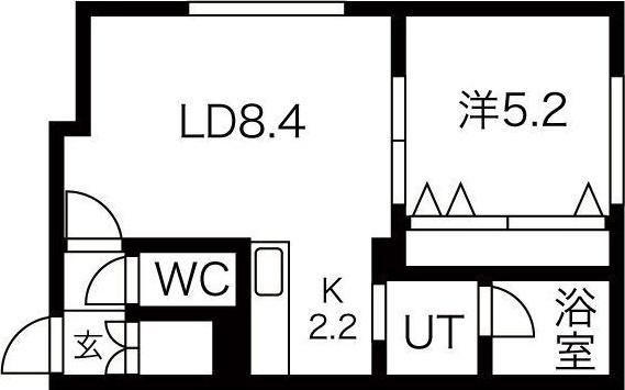 アプリーラ伏古(1LDK/2階)の間取り写真