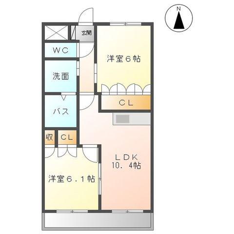 サン・ビレッジM(2LDK/2階)の間取り写真