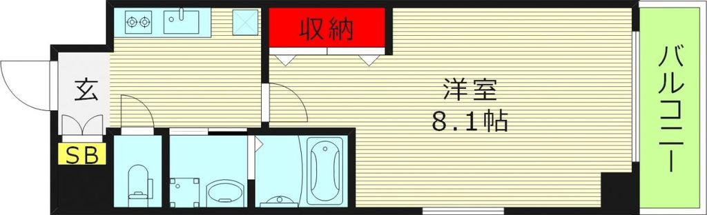 メイゾン城北公園(1K/2階)の間取り写真