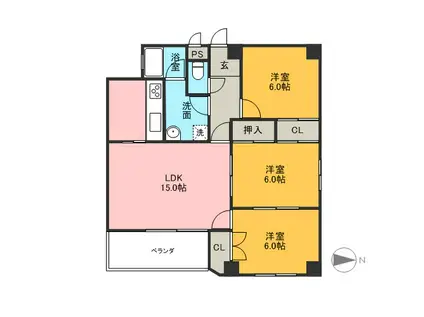 メゾン大谷0棟(3LDK/1階)の間取り写真