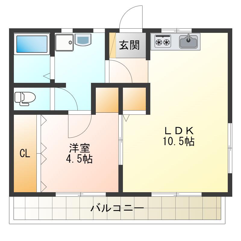 平尾マンション(1LDK/3階)の間取り写真