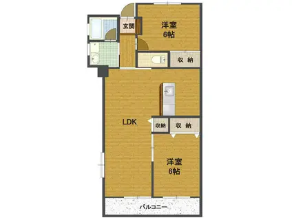 ファミーユ戸田(2LDK/4階)の間取り写真