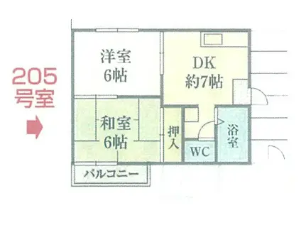 中山ハイツ(2DK/2階)の間取り写真